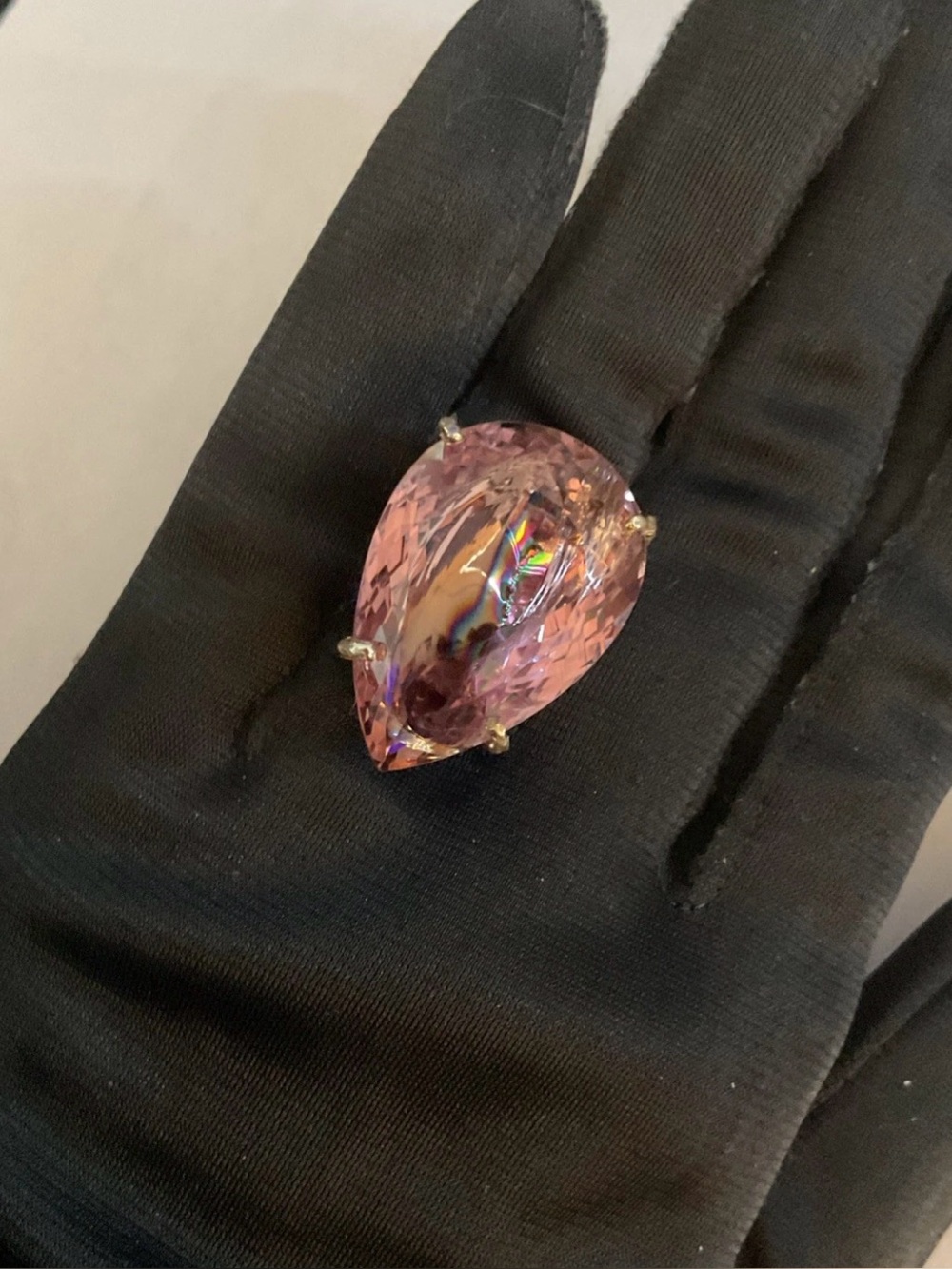 Estate 64.00ct Natural Ametrine Sterling Silver Large Pear Statement Ring 7.25